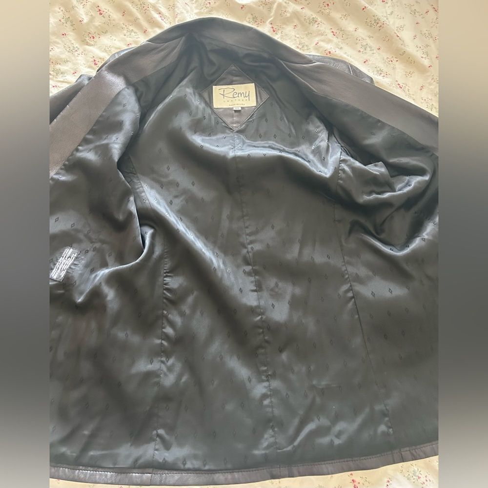 Remy Leather USA Made Fitted Blazer Cut Genuine Leather Jacket Black XS - Picture 4 of 9